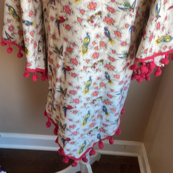 America & Beyond womens Swimsuit Coverup sz s/M Parakeet Peacock Floral Print - Picture 6 of 6